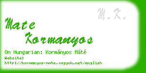 mate kormanyos business card