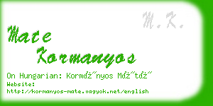 mate kormanyos business card